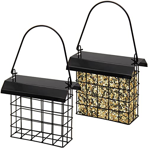 FORUP Suet Bird Feeder, Hanging Suet Feeder, Single Suet Cake Bird Feeder, One Suet Capacity, 2 Pack