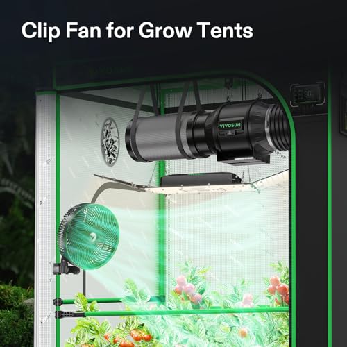 VIVOSUN AeroWave E9 Grow Tent Auto Oscillating Clip Fan, 9" Fan,1-Pack | EC Motor, Smart Wifi Control, Weatherproof IP54, Strong Airflow, US Patented Clip Fan, 9 inch Grow Fan for Hydroponic Cooling - size: 9" Clip Fan-1 Pack