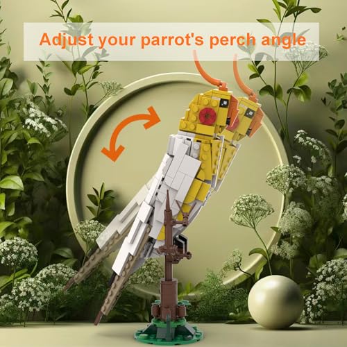 White Cockatiel Building Set Model Standing Branch 331Pcs Home Office Decor | LUXEBLOCKS cockatiel Model: original bird bricks, DIY standing branch model, home office decor, creative gift for adults.