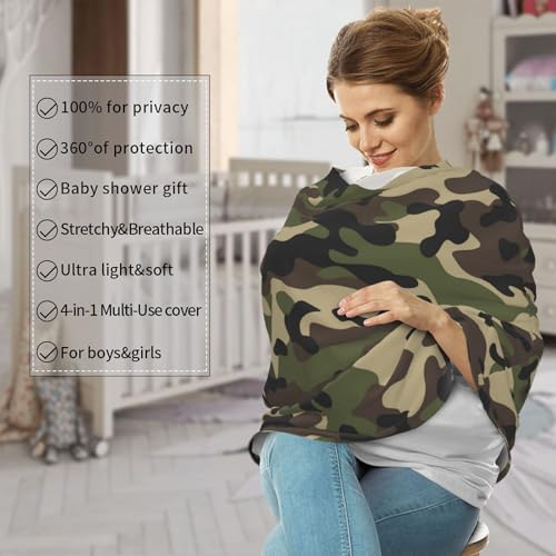 Camo Baby Car Seat Covers Multi-use Carseat Canopy for Boys and Girls Stretchy Infant Carseat Cover Shower Gifts - color: camo