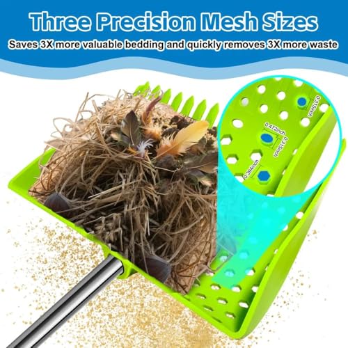 2-in-1 Pets Poop Scooper & Rake, Dog Pooer Scooper Set (Green) - color: Green