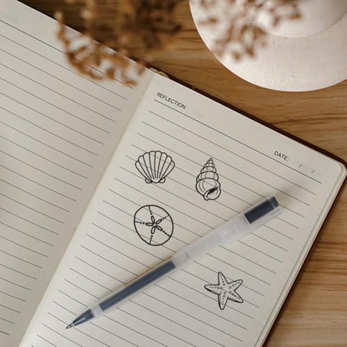 AHANDMAKER 5 Styles Seashells Wooden Rubber Stamp, Starfish Striped Clam Shell Patterns Stamps Round Coastal Stamp for DIY Making Scrapbooking Card Stamping Pottery Clay Crafting - style: Seashells