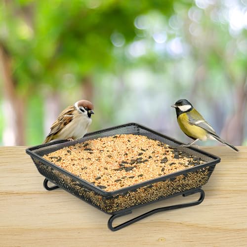 4 Pcs 7x7 Inch Metal Ground Bird Feeder Tray – Rust-Resistant Platform Feeders for Wild Birds and Squirrels – Outdoor Use in Garden, Lawn, or Patio - size: Square - 4 Pcs