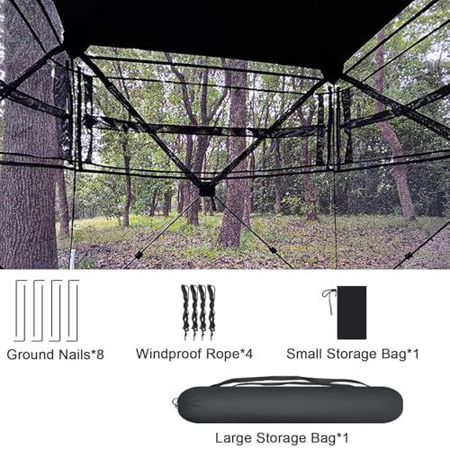 Camping Tent Hunting Blinds, 270° See Through Mesh with Silent Sliding Window, 2-3 Person Ground Deer Stand Pop Up Hub Turkey Deer Hunting Tent with Portable Bag - color: Camouflage 2