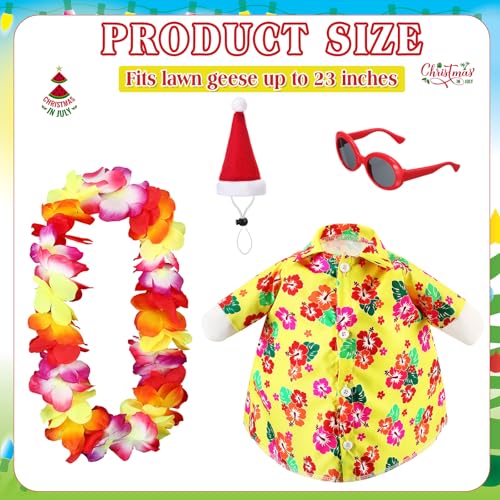 Bikini Porch Goose Outfits with Sunglasses and Swimming Tube for 23" Summer Goose Costume Garden Patio Statue Decor(Summer Christmas 2) - style: Summer Christmas 2