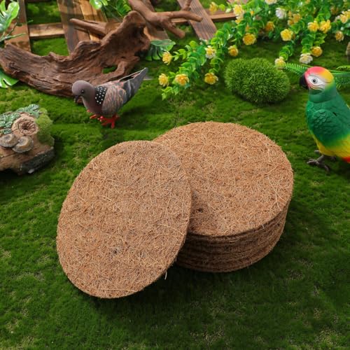 POPETPOP 10 Pcs Pigeon Nest Pads, Natural Coconut Fiber Bird Breeding Mat, Bird Egg Mat for Parakeet Chicken Breeding Hatching - Pigeon Supplies