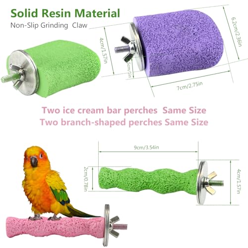 4PCS Bird Beak Grinding Stone,Cage Accessories for Parakeets,Bird Parrot Cage Perch, Stand Platform Foot Claws Trimmer Chewing Toys for Budgies, Parakeets, Cockatiels, Conures