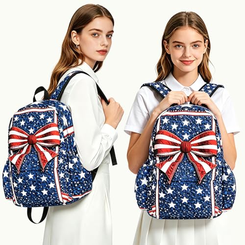 American Flag Star Backpack School Backpack Teens Bookbag for Girls Boys Hiking Camping Travel Sports - color: Star