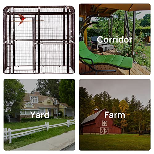 wonline Parrot Cages for Large Birds Outdoor Extra Large Bird Cage with Bird Cage and Perch, Suitable for Macaws Canaries Parrots Budgie Lovebirds - color: Brown