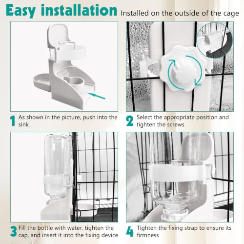 kathson Rabbit Water Bottle, 17oz Hanging Water Fountain Automatic Dispenser No Leak WaterFeeder for Bunny Chinchilla Guinea Pig Hedgehog Ferret - size: 1PCS Water Dispenser, White