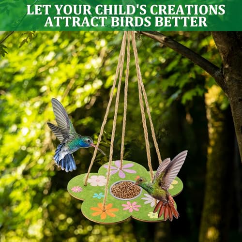 DoubleFill 48 Pack Bird Feeder Craft Kits for Kids Ages 3-8 DIY Wooden Bird Feeder to Build Arts and Crafts for Kids DIY Your Own Unfinished Wooden Ornaments Painting Kits Outdoor Summer Craft