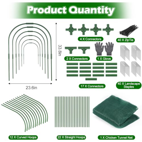 Chicken Tunnel for Backyard Poultry, 14.2FT Chicken Run Tunnel Extension with Reinforced Steel Frame & Protective Mesh, Flexible Coop Pathway for Chickens, Ducks and Small Animals