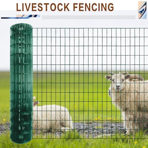 Tongmo 3 ft x 100 ft Green PVC Coated Welded Wire Fence, 16GA Garden Chicken Wire Fence Roll, Mesh Size 2" x 4" Hardware Cloth, Ideal for Yard Protection and Poultry Netting - color: Green, size: 3ft*100ft