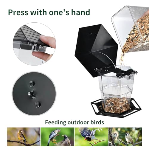 Jealoeur Bird Feeders for Outdoors Hanging Bird Feeder Wild Birds Seed, Black - color: Black