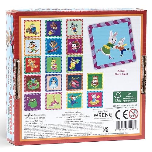 eeBoo: Memory & Matching Game- Woodland Holiday - 18 Themed Matching Pairs, Educational Preschool Game, Kids Ages 3+, 1-4 Players - style: Woodland Holiday