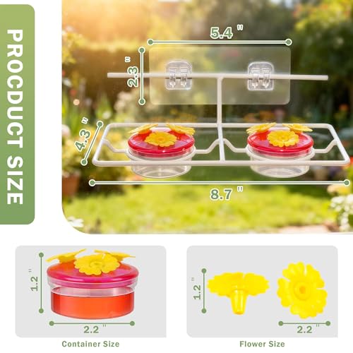 Window Hummingbird Feeders Outdoors - 2PCS Easy to Clean/Refil Nectar(2 oz) | Suitable for Sliding Glass Doors on Windows and Balcony - Gifts for Mom Dad Cats