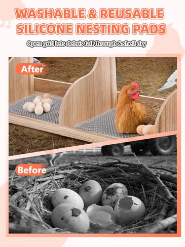Kalolary 6 Pcs 12"x 14"Silicone Chicken Nesting Pads for Chicken Coop | Nesting Box Liners Reusable Chicken Egg Laying Mats Chicken Bedding for Coop Accessories for Hens Laying Eggs, Easy to Clean