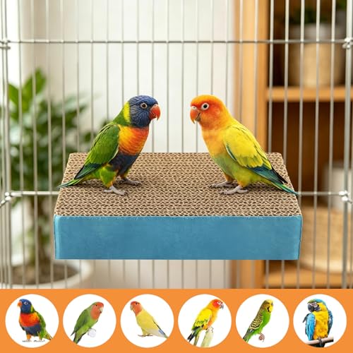 7.9 Inch Shreddable Bird Cardboard Platform, Foot Grinding and Chew Toy for Parrot Cages, Cage Mounted Paper Toys for Budgies, Lovebirds, Cockatiels & Conures, Supports Beak Health