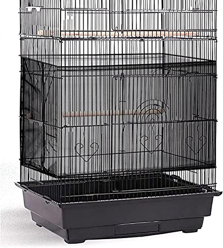 Adjustable Birdcage Seed Catcher Feather Catcher Bird Cage Cover Net Airy Soft Skirt Guard Birdcage Nylon Mesh Netting for Parrot Macaw Parakeet Round Square Cage (118 x 16 Inch, Black) - color: Black, size: 118 x 16 Inch