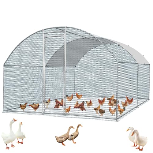 Outvita 13×10 FT Large Metal Chicken Coop Walk-in Poultry Cage | Waterproof & Anti-UV Round Arch Cover and Galvanized Mesh Support Ducks, Rabbits, Hens, Yard, Backyard or Farm Us - size: 156.0"L x 120.0"W x 78.0"H