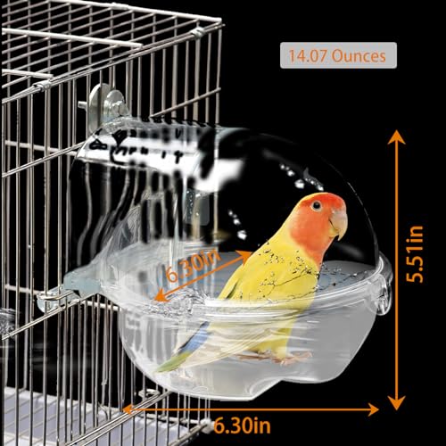kathson Bird Bath Box for Cage Parakeet Bath Tub Parrot Hanging Bathtub Cube No-Leakage Birds Bath Shower Box Bowl Cage Accessory for Small Birds Lovebird Canary Cockatiel, Acrylic Clear(Transparent) - size: 【White：1PcsType2】