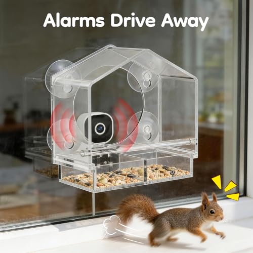 Smart Window Bird Feeder with 2K HD Auto-Capture Video Camera | Strong suction cups, 2K HD auto-capture video, Smart AI species recognition, Unique nature gift for parents and bird lovers