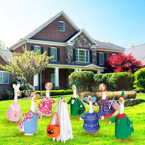 8 Set Holiday Porch Goose Outfit for 23inch Statue, Seasonal Bundle - size: 23Inch, style: Basic Style