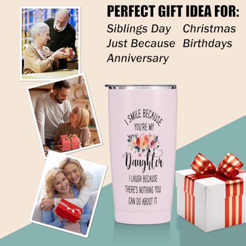 Daughter Gifts from Mom 20 oz Tumbler, Christmas Birthday Gift, Rose Quartz - color: Multi 1469