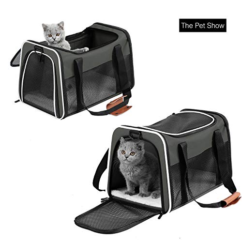 Cat Carrier - Portable Foldable Dog Pet Carrier, Soft-Sided Pet Bag up to 22 Lbs, Airline Approved Travel Puppy Carrier - color: Brown, size: 19.7"L x 12"W x 12"H
