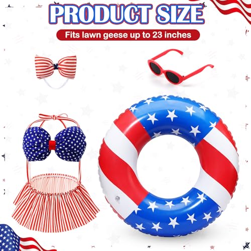 Bikini Porch Goose Outfits with Sunglasses and Swimming Tube for 23" Summer Goose Costume Garden Patio Statue Decor (4th of July) - style: 4th of July
