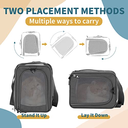 ‌Petsfit Airline Approved Pet Carrier for Small Dogs & Cats, 19x9x12 TSA Approved Carrier, with Removable Dual-Sided Padding (2-Way Placement) - Fits Under Most Airplane Seats, Escape Proof (Grey) - color: Grey, size: 19.0"L x 9.5"W x 12.0"H