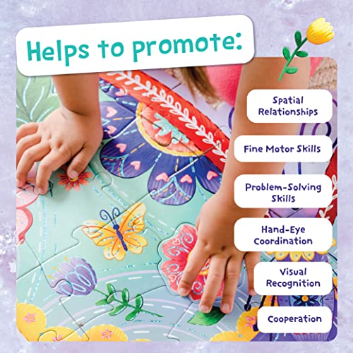 Peaceable Kingdom Jumbo Butterfly Floor Puzzle 53 Pieces | A 53-piece floor puzzle that builds focus and patience. Includes corded Handle for Easy Carrying. Ages 5+. - style: Butterfly