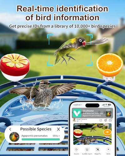 Bird Feeder with Camera, Smart Birdfeeder with Cam Solar Powered, 2K HD Video, AI Identification, Instant Arrival Alerts, IP66 Bird Bath & Feeder,Gift for BirdLover (with BirdBath, Blue) - color: Blue, style: With BirdBath
