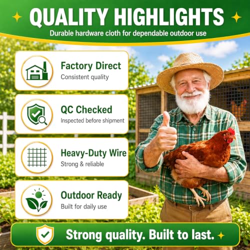 16in x 10ft Black Hardware Cloth - 1/2 Inch 19 Gauge Chicken Wire, Hot-Dip Galvanized After Welding Wire Mesh Roll for Garden Fencing, Chicken Coop & Poultry Cage - size: Black-1/2inch 16inch×10ft