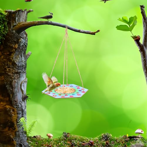 CroBlissful 12 Pack Bird Feeder Craft Kits for Kids DIY Your Own Bird Feeders with Paint and Paintbrushes Wooden Arts and Crafts for Kid Ornaments to Paint Feeders Craft for Garden (Hexagon) - style: Hexagon