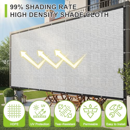 SUNNY GUARD 99% Aluminum Sun Shade Cloth, 6.5x10FT Heat Reflective Tarp | Reflective Aluminum Shade Cloth Blocks 99% Sunlight, Reduces Heat Buildup, and Keeps Gardens, Greenhouses and Cars Cooler - color: Sliver-99% Shade, size: 6.5x10FT