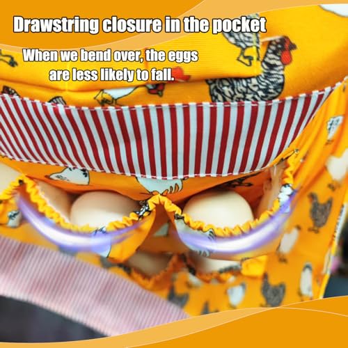 MOMWOW Chicken Egg Apron for Collecting Eggs - 11 Pocket Adult Egg Gathering Apron for Chicken Duck Goose Quail Eggs - color: Yellow