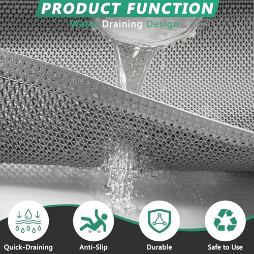 WochiTV Non Slip Drainage Mats, Front Door Mat, PVC Pool Floor Mat 0.2'' Thick Rubber Outdoor Indoor, Parking Space Mat for Bathroom Garage Basement Backyard Commercial Kitchen, 1.4x2.3Ft Grey - color: Grey, size: 1.4 x 2.3 ft