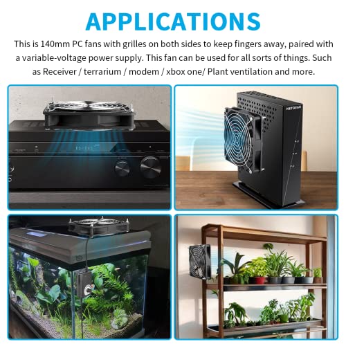 Wathai 140mm AC Fan 110V 120V Variable Speed for Reptile Cabinet Cooling | Variable speed 140x25mm AC plug fan delivers 105 CFM airflow. Ideal ventilation for DIY biltong box, reptile cage cabinet - size: 140mm