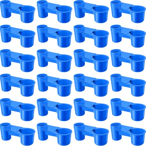 LemonRoad 24 Pcs Bird Drinker Feeder Cups Plastic Water Bottle Cup for Cage Ideal for Pigeon Bottle Chicken Quail Poultry Waterer Accessories(Blue) - color: Blue