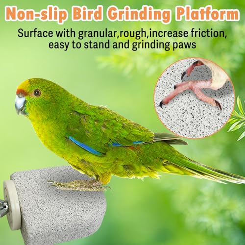 PINVNBY 4 PCS Bird Perch Stands Parrot Calcium Perch Beak Grinding Stone Foot Claws Trimmer Parakeet Platform Parrot Chewing Toys for Small Medium Cockatiel Conure Lovebird Finch - color: Grey, size: M, 4 pcs