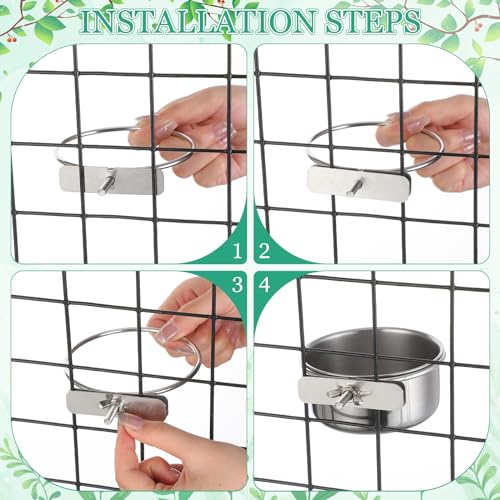 24 Pcs Stainless Steel Parrot Food Bowls Bulk 10 oz Bird Feeding Dish Cups for Cages Bird Bowls with Clamp Pet Water Feeders Cage Accessories for Parakeet Parrot Budgie Rabbit Chicken
