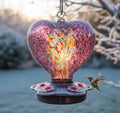 Hand Blown Glass Hummingbird Feeder for Outdoors All Season Use - 28 Fl. Oz. Leak Proof Hummingbird Feeder with Rust Proof Base - Includes Ant Moat, Ant & Bee Proof (Purple) - color: Purple