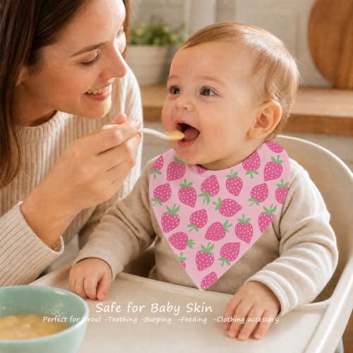 Baby Organic Cotton Teething Cloth Newborn Baby Burp Cloth Bandana Drool Cloth for Drooling Cotton Baby Gifts - color: Strawberry