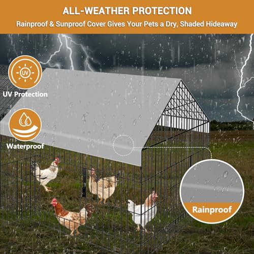 Chicken Coop 87"×40" Metal Portable Black Duck Coops Enclosure with Waterproof Cover Chickens Cage Runs for Yard Outdoor Backyard Farm Duck Pen Chicken Tractor for Rabbit, Dog, Cat,Small Animal