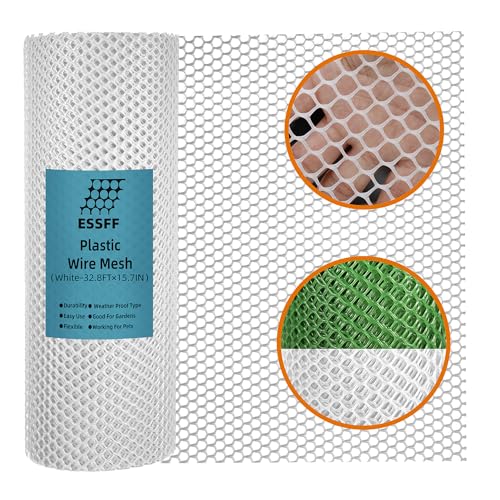 Pet & Garden Safeguard - 15.7IN x 32.8FT Roll - White Plastic Netting, Multi-Use Decorative Fencing for Poultry, Dogs, Rabbits,Chicken and Snake Barrier - color: White-32.8FT×15.7IN