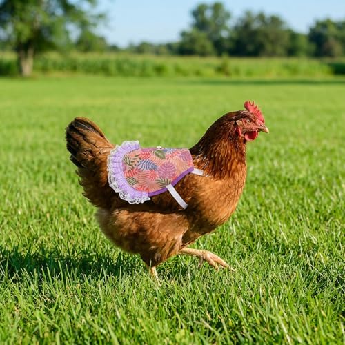 6Pcs Adjustable Chicken Saddles Breathable Hen Feather Protection Aprons | Breathable canvas fabric,adjustable elastic straps,full feather protection,fit small medium hens,smooth scratch-proof edges - color: Sweet Fruit