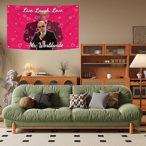 Live Laugh Love Pink Flag 3X5 Feet Mr Worldwide Banner College Dorm | Living Room,Man Cave Frat Wall Outdoor Decor,With 4 Brass Grommets - color: G6