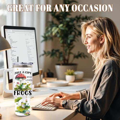 DUUV Frog Tumbler 40oz, Cute Frog Cup Gifts for Women Girls | Just a Girl Who Loves Frogs Tumbler Leakproof, Animal Water Bottle, Birthday Ideal Gifts for Amphibian Toad Lover, 1 Pack - color: Mushroom Frog