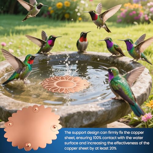 ‌Sunflower-Shaped Copper Bird Bath Purification Disk & Solar Heater Deicer Combo, Hanging Warmer for Physical Safe Water Purify Outdoor Bird Bowls All-Season